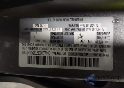 2014 Mazda Mazda5 Touring from USA, damaged, VIN JM1CW2CL5E0177440